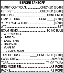 Before Take Off Checklist